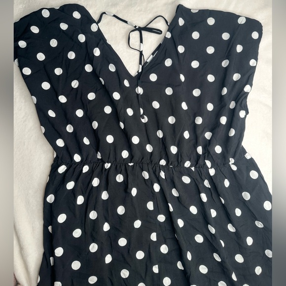 Ava & Viv Dress Womens 1X (18) Black White Polka Dots Midi Dress With Pockets - Picture 9 of 10